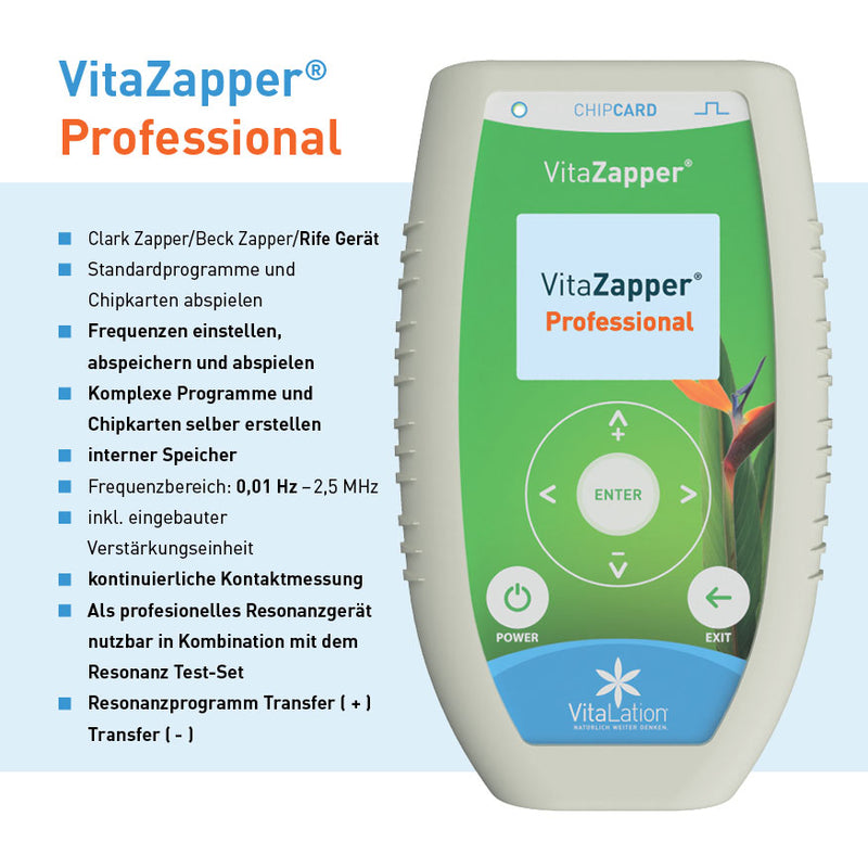 VitaZapper® - Professional (Bioresonanzgerät & Zapper) + Handelektroden & Adapter