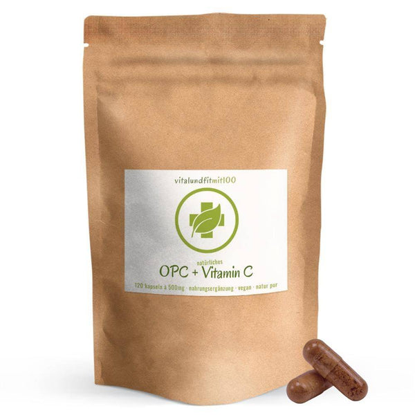 Traubenkernextrakt OPC + Natürliches Vitamin C Kapseln a 500 mg 120 Stück