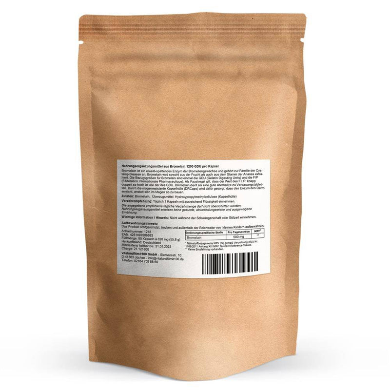 Bromelain 1200 GDU/Kapsel 90 Kapseln a 620 mg