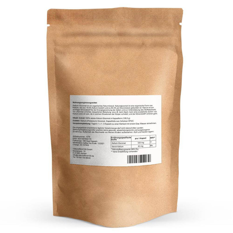 Kalium Gluconat Kapseln 180 Stück a 500 mg