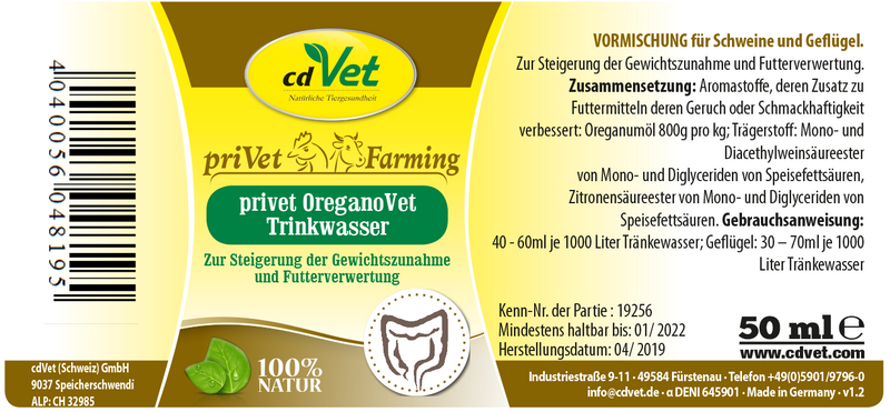 privet Oregano Trinkwasser 50ml
