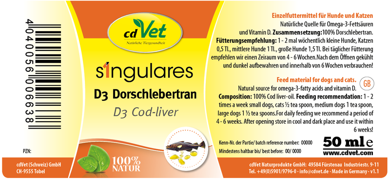 Singulares D3 Dorschlebertran 50ml